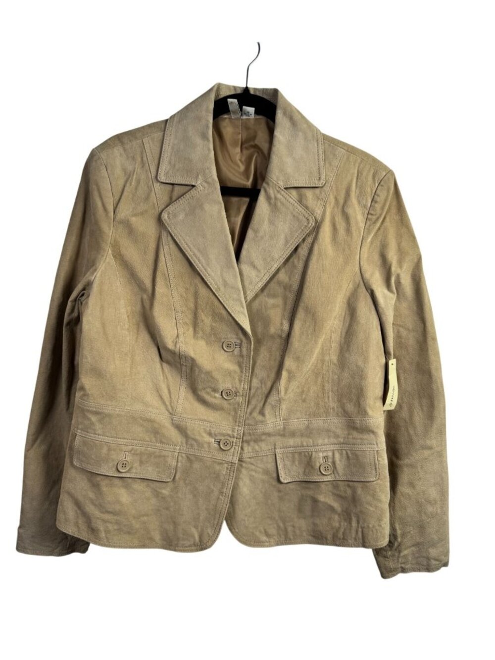 NEW St. Johns Bay Womens Tan Genuine Suede Leather Blazer Jacket sz XL Button Up